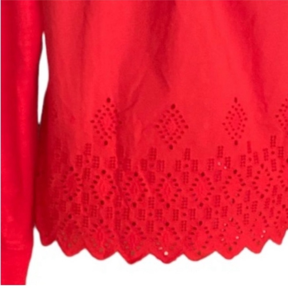 J.Crew Women’s long sleeveShirt with Eyelet Back Scarlet ,Red, Size small - Picture 1 of 7
